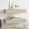 vidaXL Wall-mounted Drawer Shelves 2 pcs Oak 60x23.5x10cm MDF