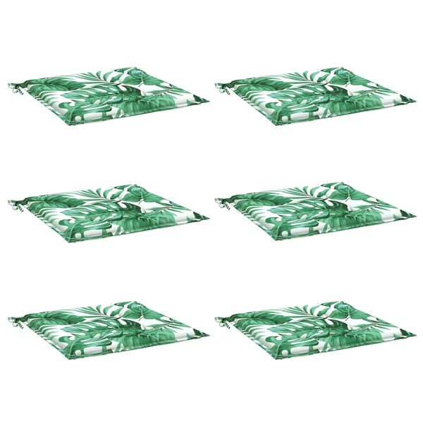 vidaXL Chair Cushions 6 pcs Leaf Pattern 50x50x4 cm Fabric