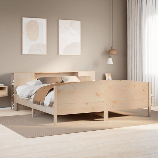 vidaXL Bookcase Bed without Mattress 200x200cm Solid Wood Pine