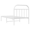 vidaXL Metal Bed Frame without Mattress with Headboard White 80x200cm