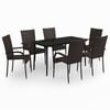 vidaXL 7 Piece Garden Dining Set Brown and Black