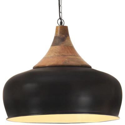 vidaXL Industrial Hanging Lamp Black Iron & Solid Wood 45 cm E27
