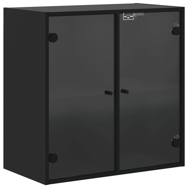 vidaXL Wall Cabinet with Glass Doors Black 68x37x68.5 cm