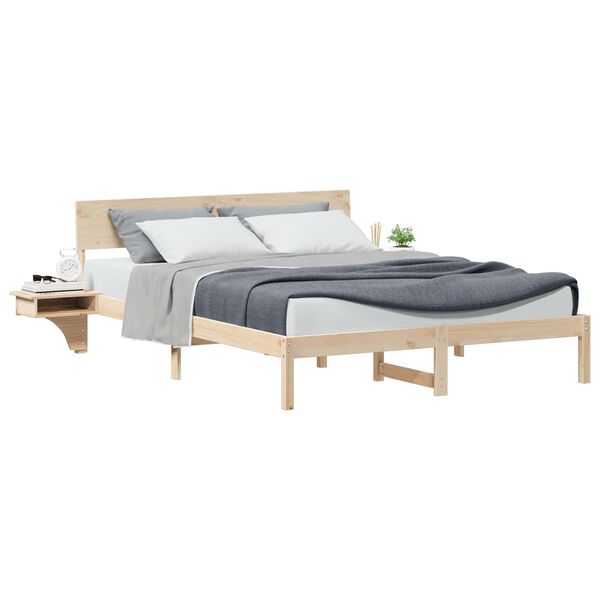vidaXL Bed Frame with Headboard Brown 150 x 200 cm Solid Pine Wood