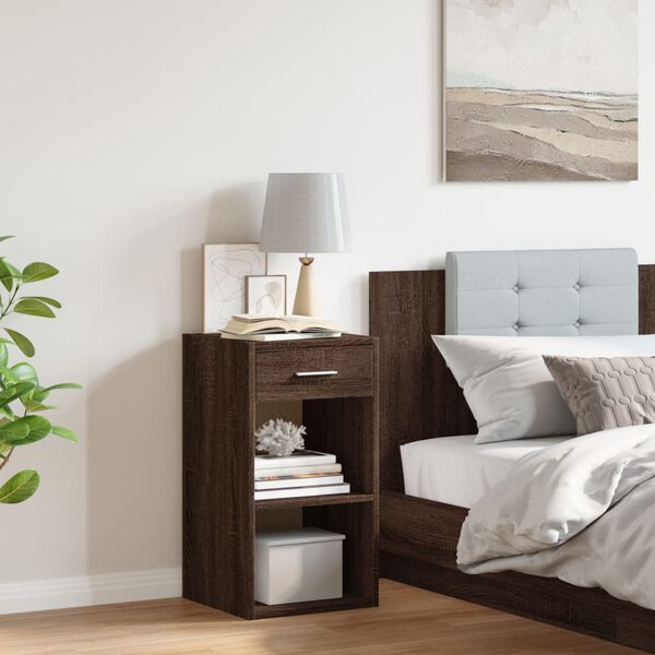 vidaXL Bedside Cabinet Brown Oak 35x34x65 cm Engineered Wood