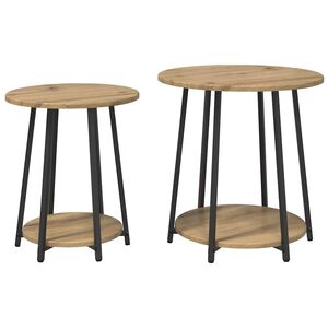 vidaXL Side Table Set with Shelf 2 pcs Artisan Oak and Black