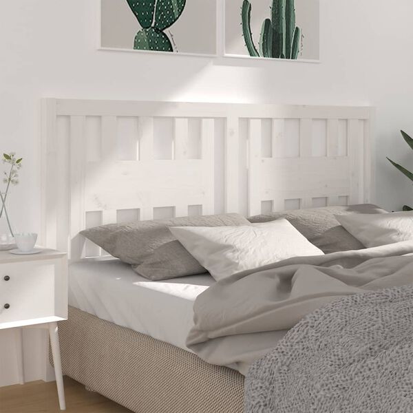 vidaXL Headboard White 146x4x100 cm Solid Wood Pine