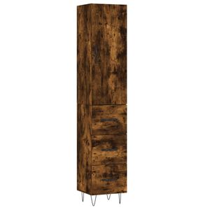 vidaXL Highboard Smoked Oak 34.5x34x180 cm Engineered Wood