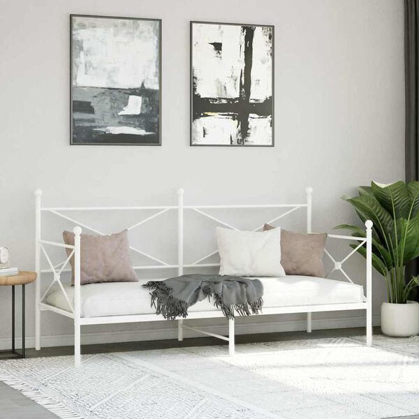 vidaXL Day Bed without Mattress White 75x190 cm Steel