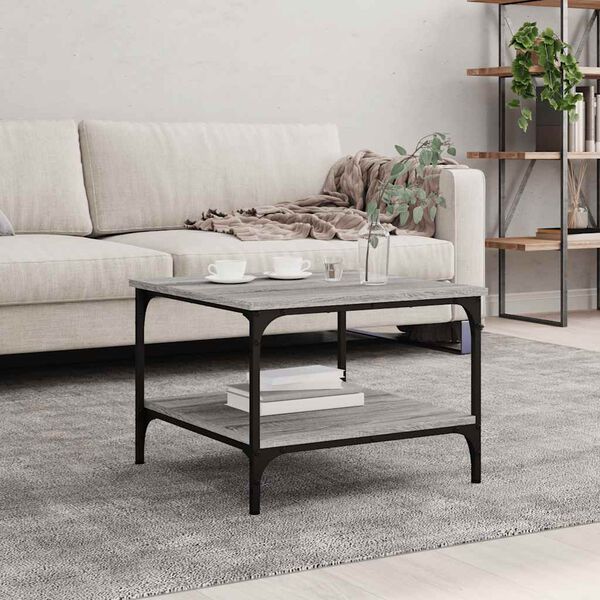 vidaXL Coffee Table Grey Sonoma 55x55x40 cm Engineered Wood