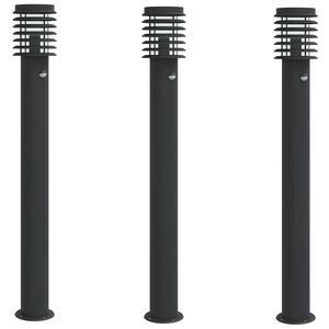 vidaXL Outdoor Floor Lamps with Sensors 3pcs Black 110cm Stainless Steel