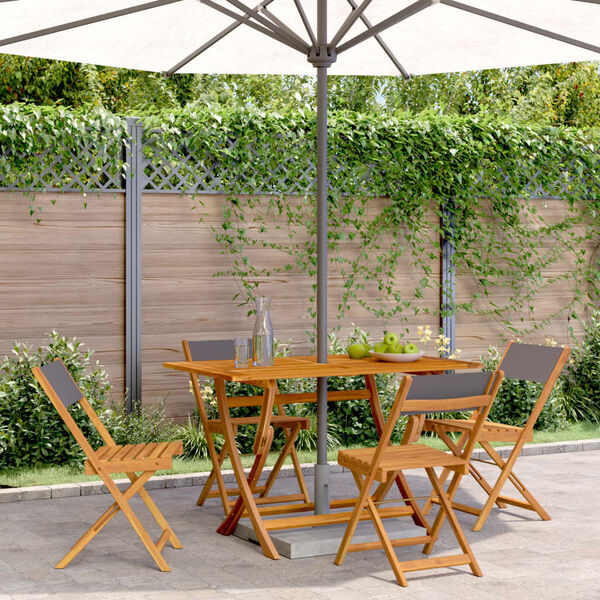 vidaXL Folding Garden Chairs 4 pcs Anthracite Fabric and Solid Wood