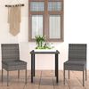 vidaXL 3 Piece Outdoor Dining Set with Cushions Poly Rattan Grey