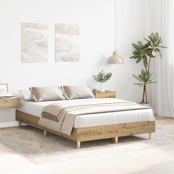 vidaXL Bed Frame No Mattress Artisan Oak 120x190 cm Small Double Engineered Wood