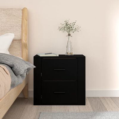 vidaXL Wall-mounted Bedside Cabinet Black 50x36x47 cm