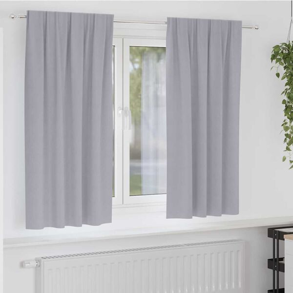 vidaXL Blackout Curtains with Rings 2 pcs Metal Grey 175 x 140 cm
