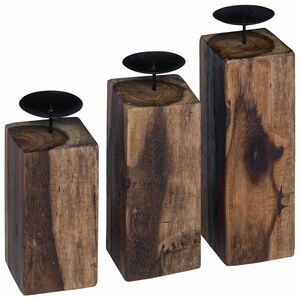 vidaXL Candle Holder 3 pcs Natural Solid Reclaim wood