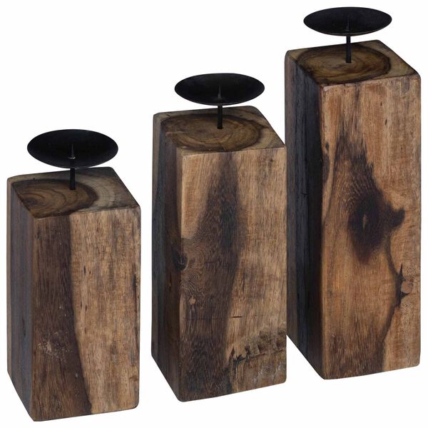 vidaXL Candle Holder 3 pcs Natural Solid Reclaim wood
