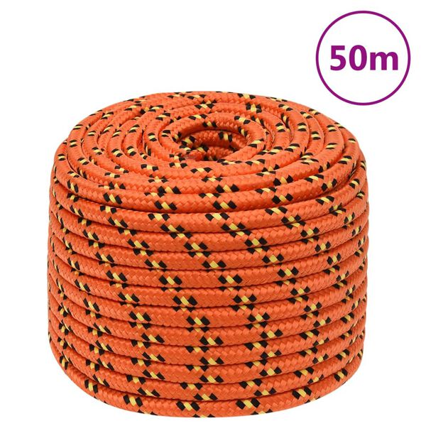 vidaXL Boat Rope Orange 12 mm 50 m Polypropylene