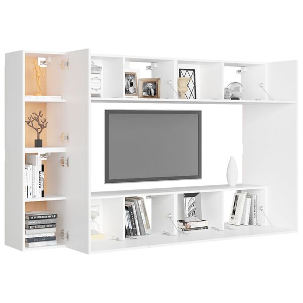vidaXL 8 Piece TV Cabinet Set White Engineered Wood