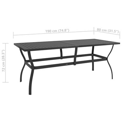 vidaXL Garden Table Anthracite 190x80x72 cm Steel