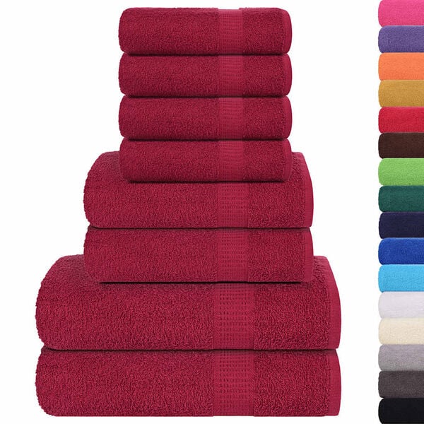 vidaXL 8 Piece Towel Set "FROGN" Bordeaux 100% Cotton