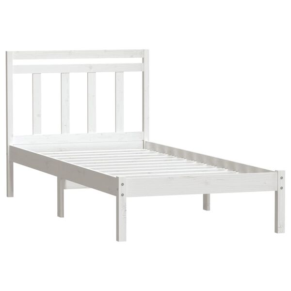vidaXL Bed Frame without Mattress White Solid Wood 100x200 cm (810008+814080)