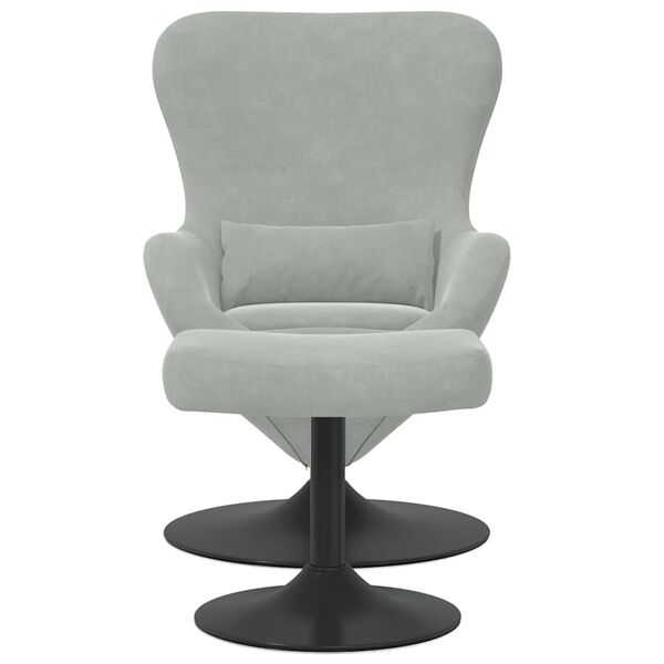 vidaXL Egg Chair with Footstool Light Grey 63 x 73 x 90 cm Velvet
