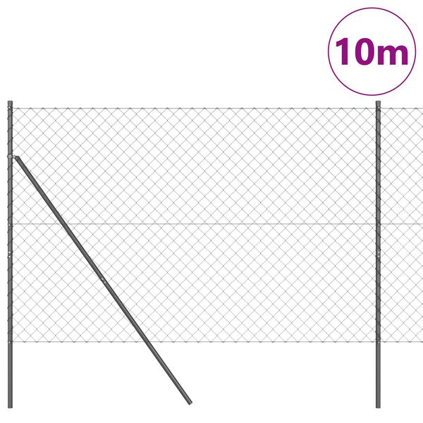 vidaXL Fence Post Grey 10 x 1.5 m (60 x 60 mm mesh) Steel and PVC