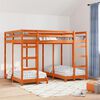 vidaXL Triple Bunk Bed Frame Wax brown 140 x 200 cm Solid Pine Wood