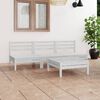 vidaXL 4 Piece Garden Lounge Set White Solid Pinewood