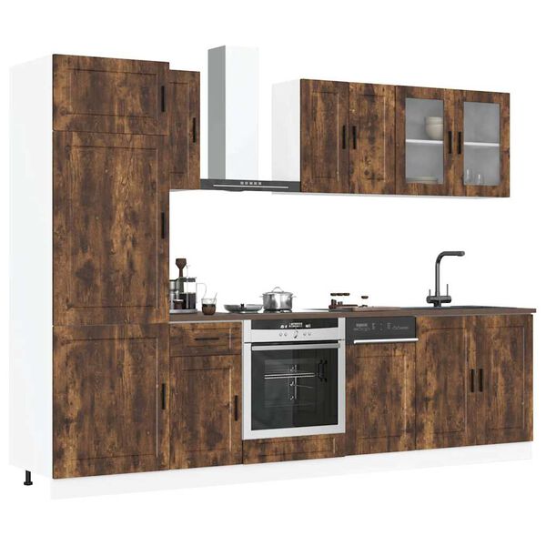 vidaXL 8 Piece Kitchen Cabinet Set Porto Smoked Oak Engineered Wood