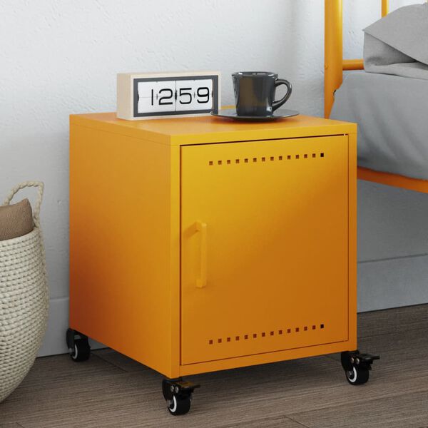 vidaXL Bedside Cabinet Mustard Yellow 36x39x43.5 cm Steel