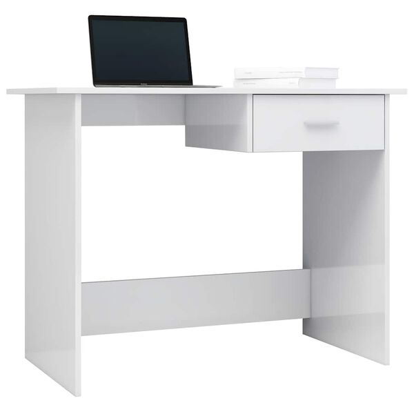 vidaXL Desk High Gloss White 100x50x76 cm Engineered Wood
