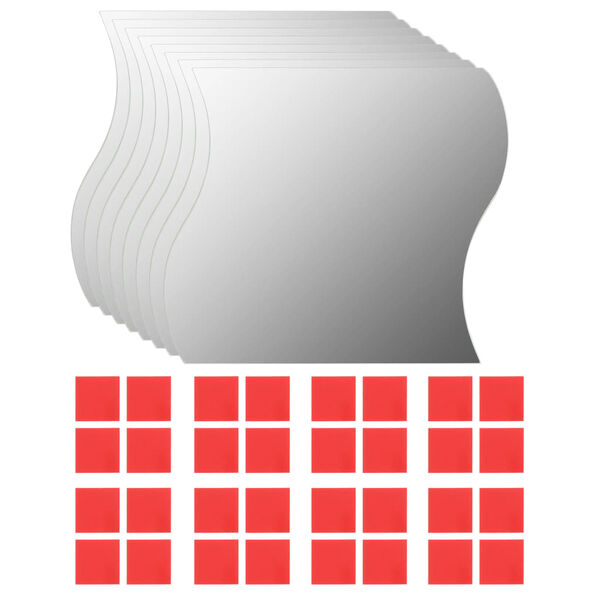 vidaXL Wall Mirrors 8 pcs 20x20 cm Wave Glass