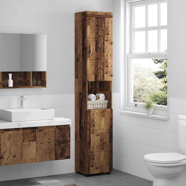 vidaXL Bathroom Cabinet Set TULUM Old Wood 37 x 31.5 x 203 cm