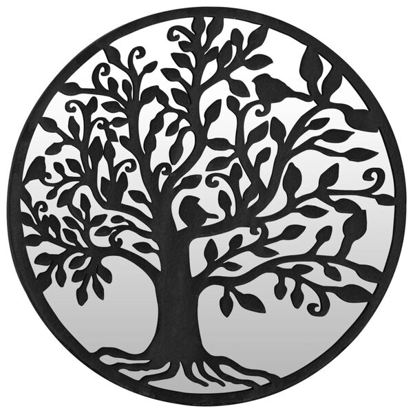 vidaXL Garden Mirror Black 60x2.5 cm Iron Round for Outdoor Use