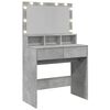 vidaXL Dressing Table with LED Concrete Grey 80x41x134.5 cm