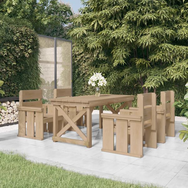 vidaXL 5 Piece Garden Dining Set Impregnated Solid Wood Pine