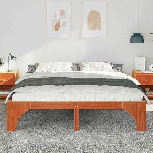 vidaXL Bed Frame Brown 200 x 200 cm Solid Pine Wood