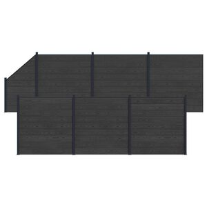 vidaXL Fence Set 7 pcs 1138 x 186 cm WPC and Aluminium Black