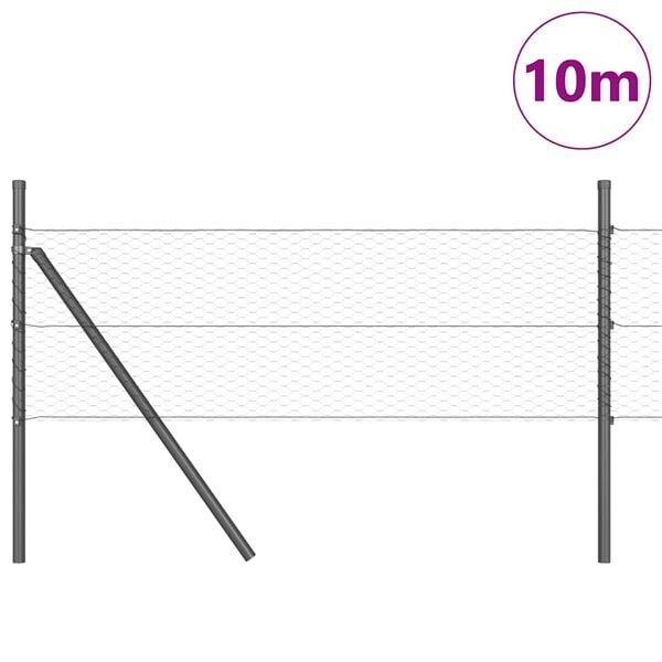 vidaXL Fence Post Grey 10 x 0.5 m (25 mm mesh) Steel and PVC
