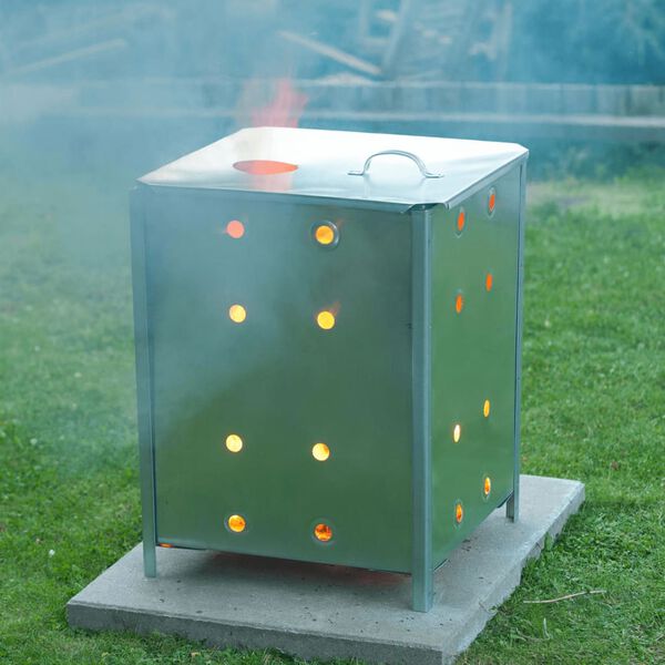 Nature Garden Incinerator Galvanised Steel 46x46x65 cm Square