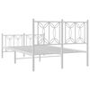 vidaXL Metal Bed Frame without Mattress with Footboard White 120x190cm