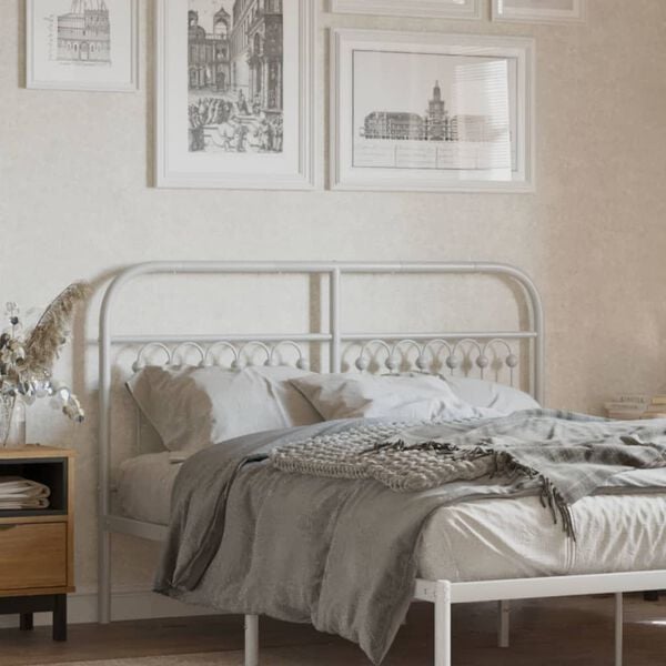 vidaXL Metal Headboard White 140 cm