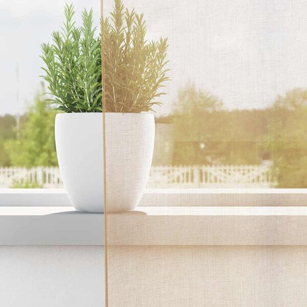 vidaXL Voile Curtains with Rod Pockets 2 pcs Sand