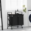 vidaXL Laundry Basket 2 Compartments with Wheels Black Oak