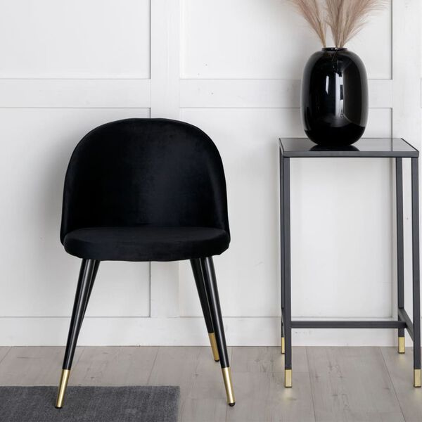 Venture Home Dining Chairs 2 pcs Velvet Velvet Black and Brass