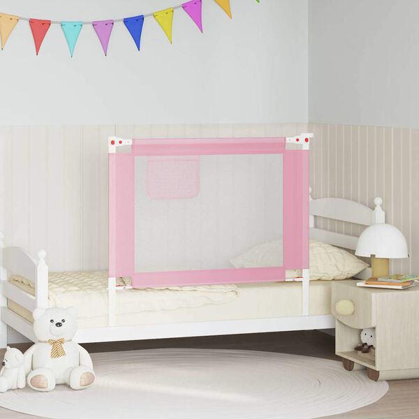 vidaXL Toddler Safety Bed Rail Pink 100x25 cm Fabric