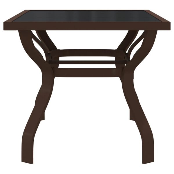 vidaXL Garden Table Brown and Black 140x70x70 cm Steel and Glass